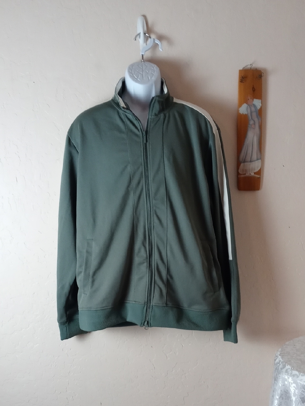 NWT Athletic Works Men's Olive Green Zip-Front Track Jacket